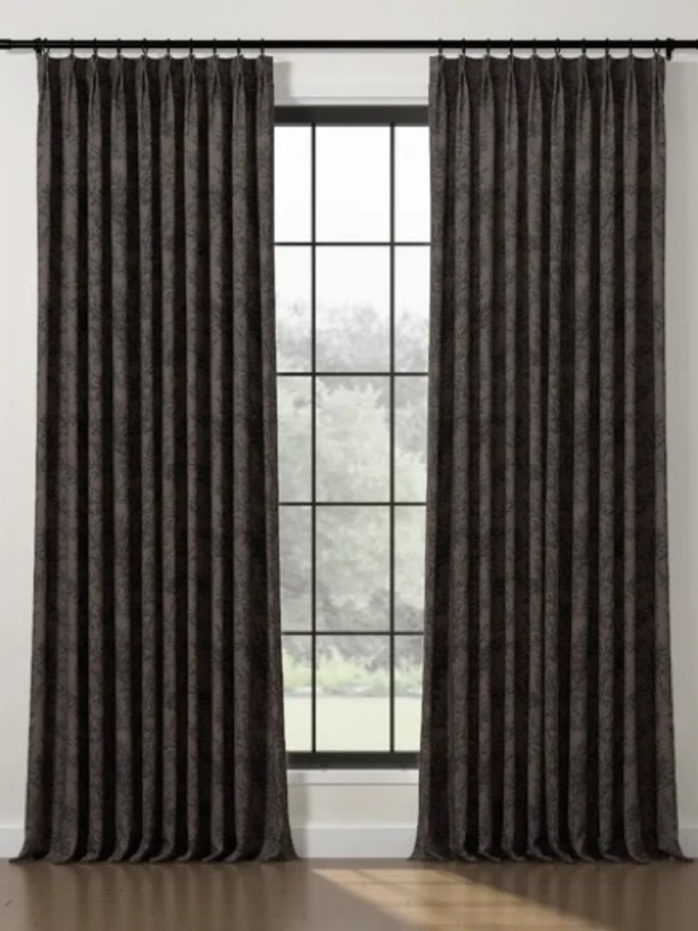 Sara Le Print Linen Drapery Pleated Wine SL-A6 (Set of 2) 42”Wx96”H